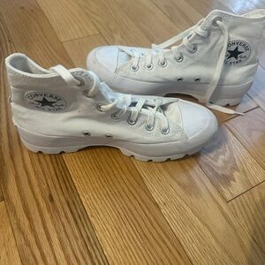 Converse White platform High-Top Sneakers Canvas Lace-Up